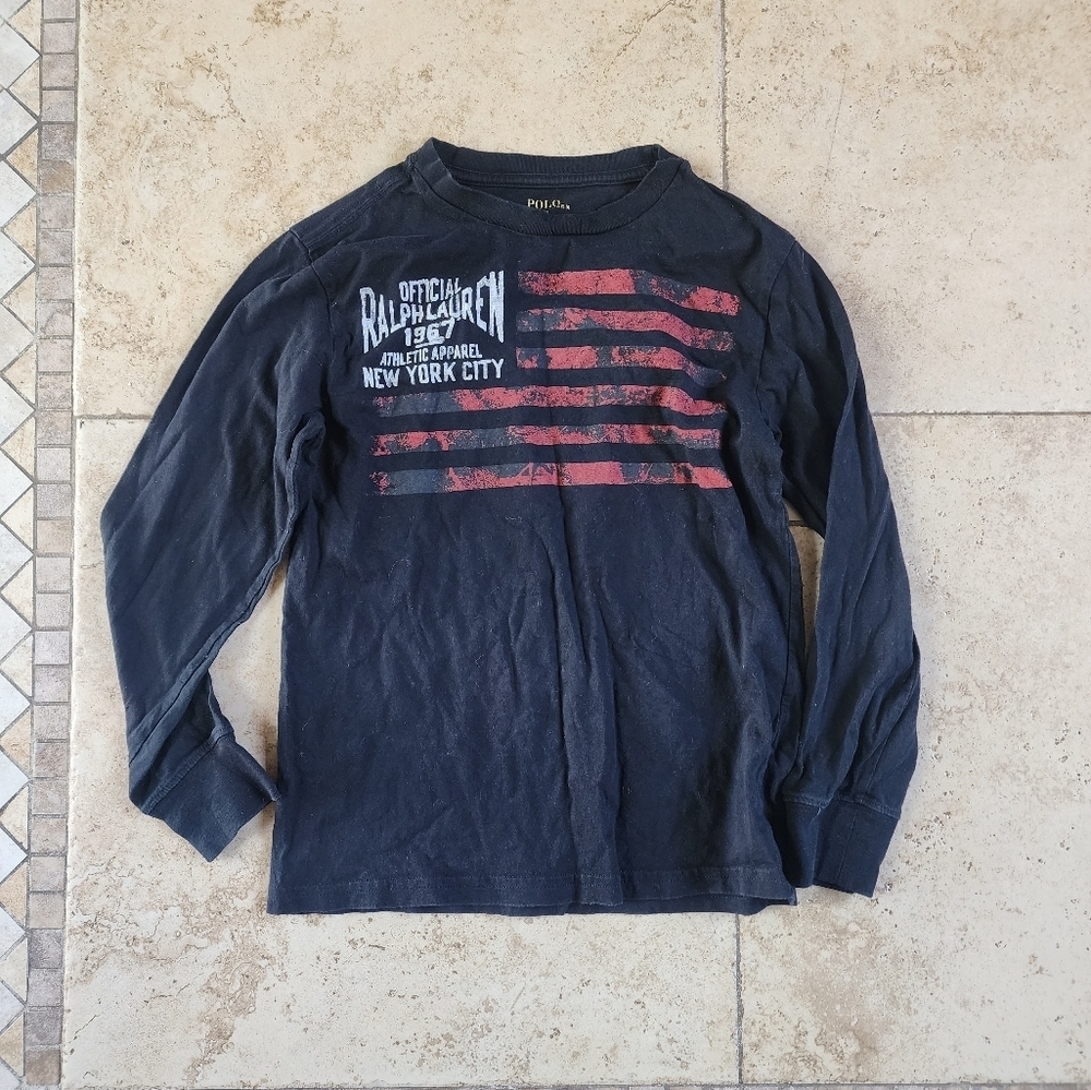 Ralph Lauren Kids Black Long Sleeve Tee with Graphic